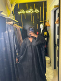 Black Tonal-Embellished V-Neck Occasion Kaftan