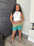 Multicolor Abstract-Print Drawstring Bermuda Shorts