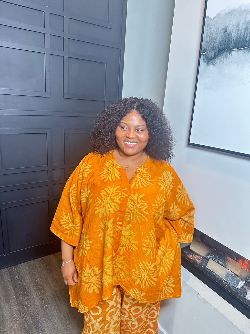 Orange Tunic & Wide-Leg Pant Set