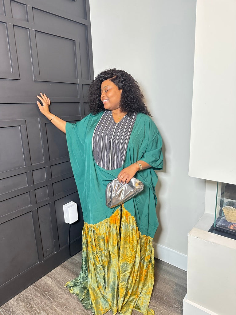 Maxi Dress - Emerald Green Mixed Print