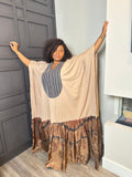 Maxi Dress - Beige with Brown Mixed Print