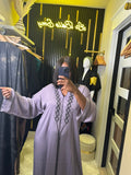 Lavender Black-Embellished V-Neck Occasion Kaftan