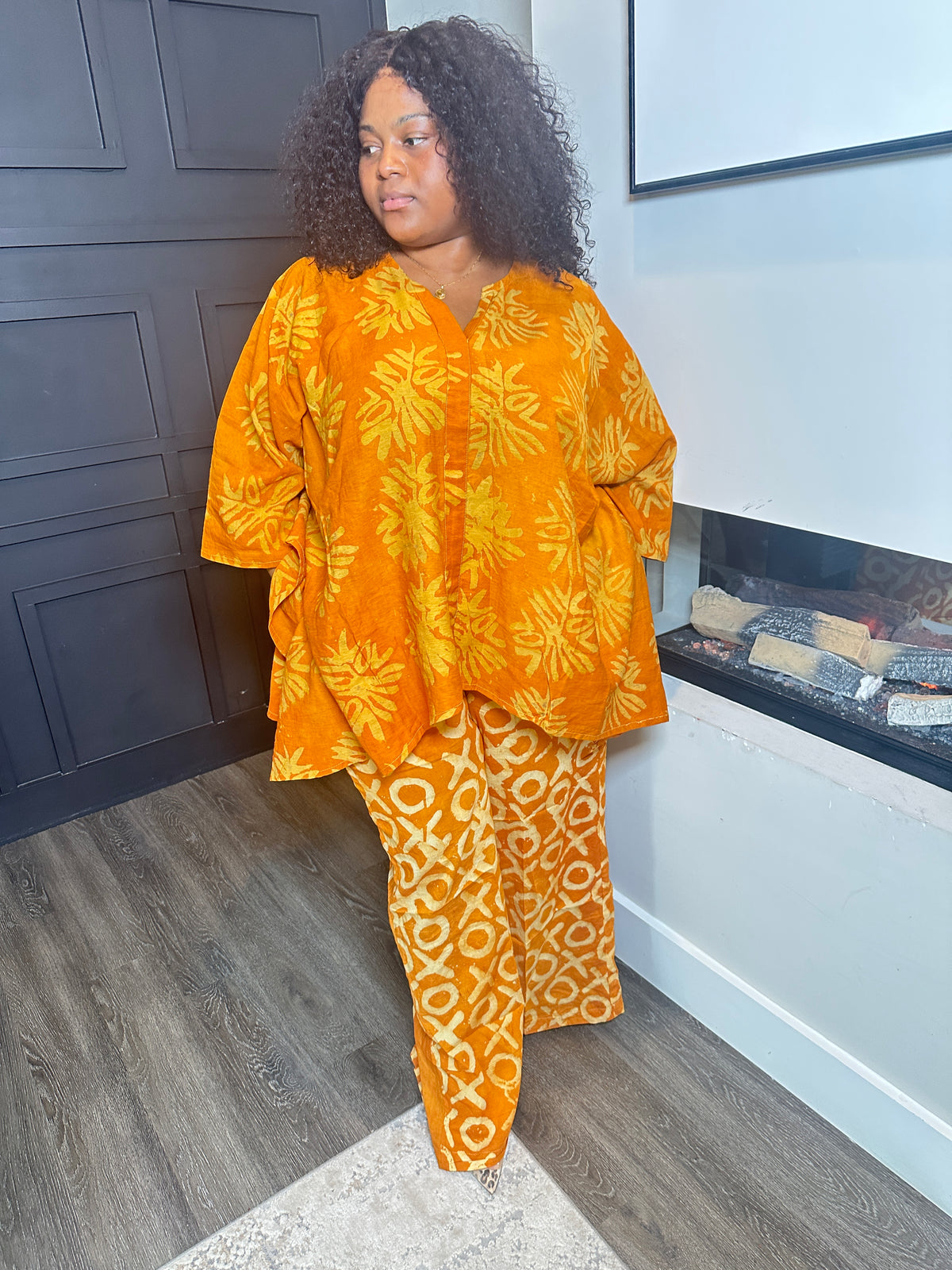 Orange Tunic & Wide-Leg Pant Set