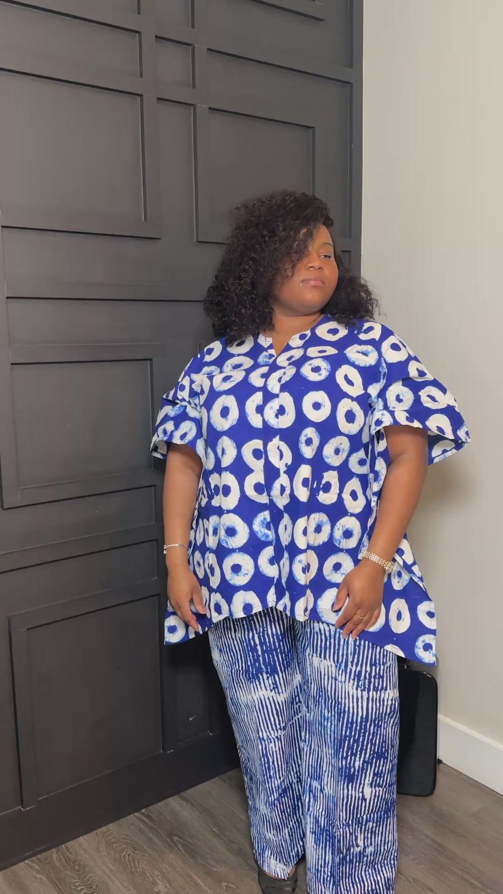 Azure Adire Two-Piece Trouser Set