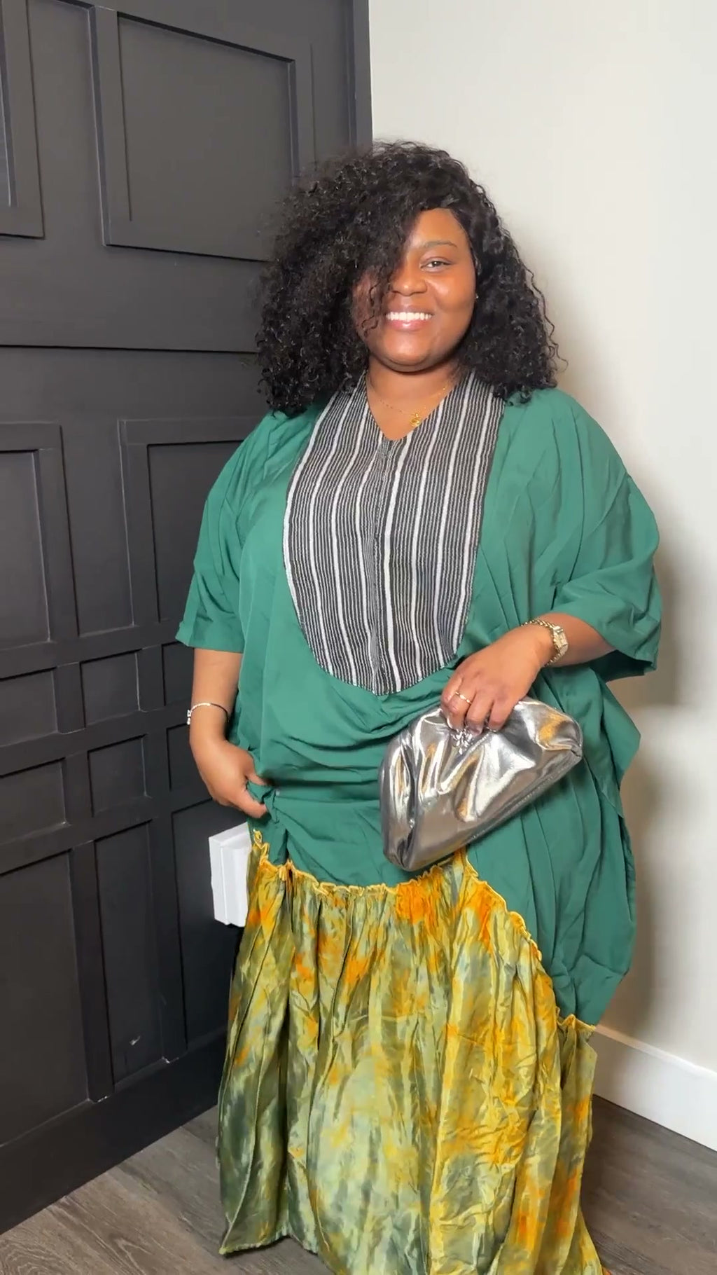 Maxi Dress - Emerald Green Mixed Print