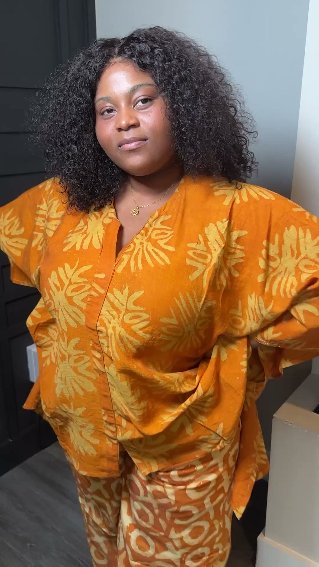 Orange Tunic & Wide-Leg Pant Set