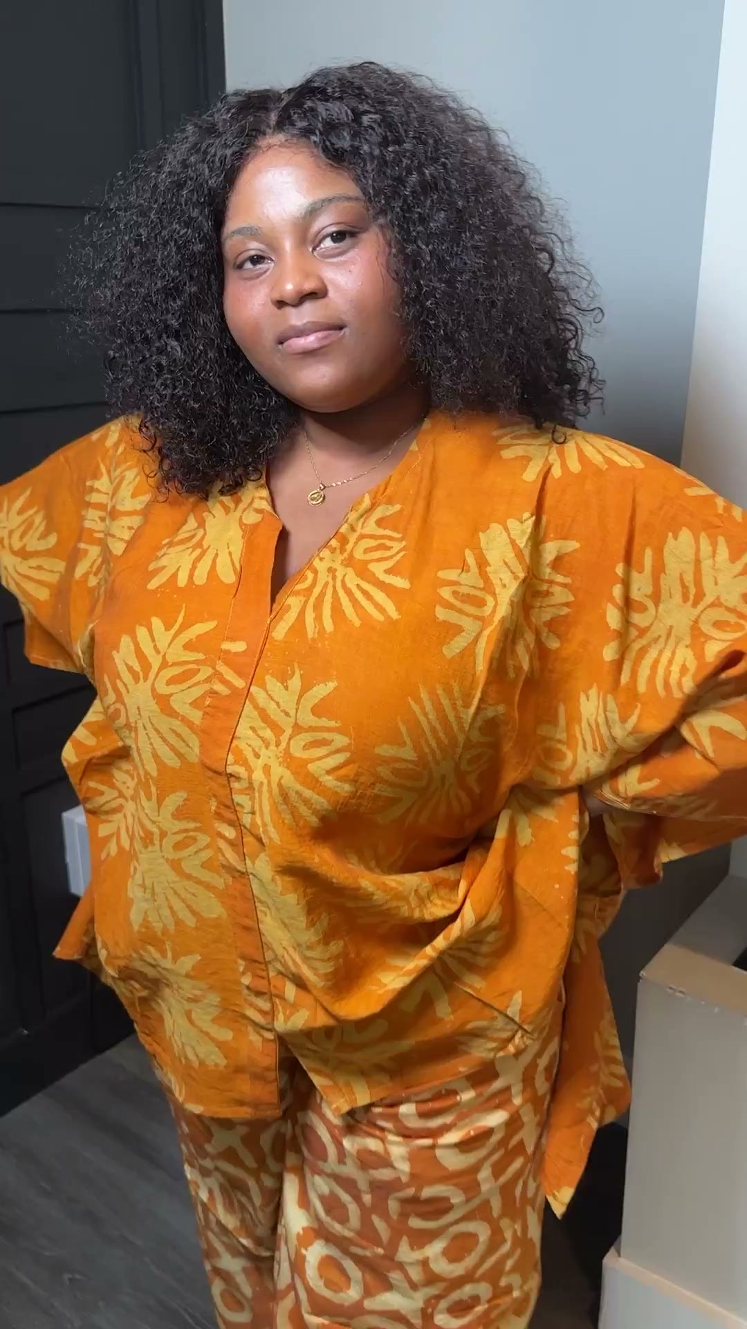 Orange Tunic & Wide-Leg Pant Set